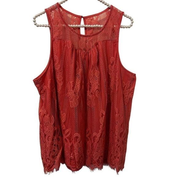 Maurices Womens Tank Top Size 2X pink lace Modal Spring dainty Y2K summer femini - Picture 1 of 11